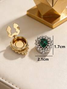 2pcs Fashion Minimalist Luxury Green Water Drop Gemstone Cufflinks, Women's Brooch Buckle Cover, Fashion High-End Clothing Accessories, Turtle Buckle, Clip Buckle, Tie Clip, Women's Accessories, Women's Party Light Luxury Elegant Elegant Clothing Cufflinks Cover, Suitable For Daily Use, Gift For Friends, Gift For Couples, Gift For Family - Multicolor - View 8