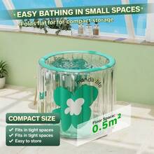 1 pièce Baignoire gonflable portable pour adultes, diamètre 31,4 pouces, baignoire ronde pliable avec pompe à pied, gonflage facile et drainage rapide, baignoire portable gain de place, convient pour SPA à domicile, bain chaud, bain de glace relaxant, accessoire de salle de bain, utilisation intérieure, rangement de voyage facile, cadeau de vacances parfait - A - Voir 9