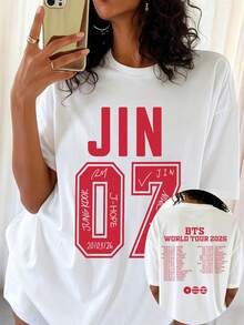 BTSS JIN World Tour 2026 Fan Gift Double Sided Print Crew Neck Short Sleeve Tee - White - View 6