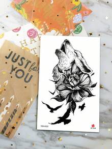 1 Tờ Hình Xăm Tạm Thời Chống Thấm Nước, Dành Cho Cả Nam và Nữ, Họa Tiết Sói Đen và Hoa Đen, Quạ Đen, Chống Thấm Nước và Mồ Hôi, Có Thể Dán Trên Tay, Ngực, Lưng, Eo và Bụng. - màu đen - Xem 5