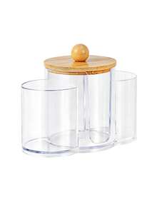 1 pieza Caja de almacenamiento para almohadillas de maquillaje y bastoncillos de limpieza, Caja pequeña de plástico con tapa para bastoncillos de limpieza, Organizador de accesorios de baño para almohadillas de limpieza, bolas de limpieza, palillos, etc., Decoración para cuarto de maquillaje, Bolsa de maquillaje, Esencial de viaje - Multicolor - Ver 11