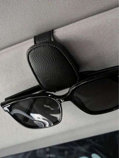 1个通用型汽车遮阳板眼镜夹，PVC材质，汽车眼镜架，内饰装饰，眼镜收纳架，阳光旅行必备