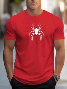 Talla unisexo. Camiseta de algodón de talla grande de verano para mujer. Elegante Y Moderno Manga corta Camiseta Características un Invertido Araña Digital Diseño, Perfecto para Informal Ropa deportiva con a Bit de Estiramiento para Al aire libre Material de Actividades absorbente del sudor, suave y agradable para la piel. Tallas unisex - Rojo - Ver 6