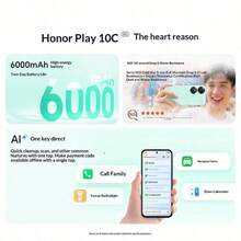 荣耀Play10C 5G无锁智能手机，6.61英寸120Hz爱眼液晶屏，6000mAh长续航电池，360°防震防摔，IP64级防水，联发科天玑6300处理器，8GB+256GB存储，全球版 - 多色 - 查看 2