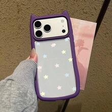 スマホケース  猫耳デザイン キャラクターイラスト 動物柄 可愛いデザイン 大人可愛い 女子向け  柔らかTPU 耐衝撃 傷防止 カメラレンズ保護 17pro Max/17pro/17/11/12/13/14/15/15Pro/15PluS/15Pro Max/16/16Pro/16PluS/16Pro Max/MIN/X/XR 対応 インスタ映え 大人上品 プレゼント - 紫色 - チェックする 1
