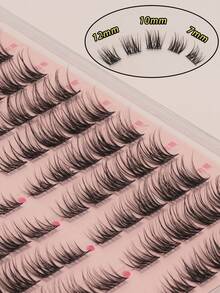 100pcs/Set False Eyelashes, C Curl, Mixed Length 7-12mm, Natural Look, Individual Cluster Design, Cluster Structure, Single-Piece False Lashes, Reusable, Instantly Enlarging, Cat Eye Effect, Anime Style Lashes, Fluffy Soft, Lash Clusters, Individual Lashes, False Eyelashes - C - View 6
