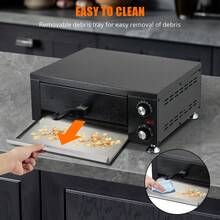Horno Eléctrico para Pizza de Sobremesa – 12" Acero Inoxidable, Horno de Pizza de Una Solapa con Temporizador y Bandeja Extraíble, Calefacción Dual, Ideal para Restaurante y Cocina en Casa, 110V 1100W, Negro - Negro - Ver 6