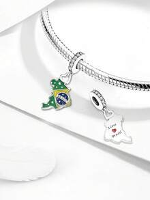 1pc Christmas Statue Of Liberty, Mexico Victory Gate, Peru Alpaca Map Pendant Beads, Suitable For Bracelet DIY & Women Jewelry - Silver - View 19