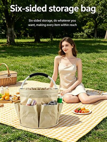 1 chiếc giỏ đựng đồ di động, giỏ mua sắm, giỏ đựng dụng cụ làm vườn gấp gọn tái sử dụng, giỏ dã ngoại ngoài trời, túi đi biển, túi đựng đồ giặt, túi đựng đồ tắm du lịch, túi đựng đồ bơi, đồ dùng du lịch ngoài trời, đồ dùng và sắp xếp nhà cửa.