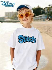 Disney Lilo & Stitch Kids T-Shirt, Double-Sided Print Cotton Short Sleeve, Boys Girls Casual Summer Top - 白色 - 查看 2
