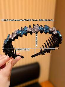 2条随机闪亮女童发箍，时尚蝴蝶头饰，适合作为可爱女孩的礼物，通勤、休闲、外出、返校、毕业、假期、约会、生日、海滩度假等场合佩戴，可固定碎发，打造蓬松发型。 - 彩色 - 查看 6