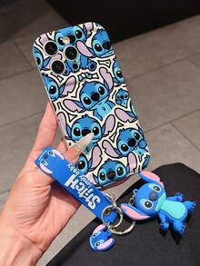 Disney Has Authorized, Phone Case - Chain Set, The Stitch Lilo & Stitch Phone Case Plus A Silicone 3D Or Fluffy Style Stitch Bracelet With Metallic Ring Removable Bracelet, Stitch And Angel Pattern, Compatible With Iphone 17/16/15/14/13/12/11/XS/XR/X Plus Pro Max, Wavy Design Phone Case For Girl, A Stylish Cartoon Summer Phone Case, The Perfect Gift Choice, Phone Protection, Durable Phone Cover, Great Gift For Friends And Family - 白色款式A - 查看 2
