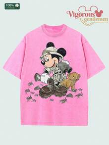 Disney "Safari Mickey With Lion Cub" Adventure Themed T-Shirt - Màu Hoa hồng đỏ - Xem 2