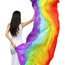 1 chiếc khăn choàng bằng lụa thật, chất liệu chiffon, màu chuyển sắc, dùng làm đạo cụ tập múa bụng cho nữ. - Nhiều màu - Xem 38