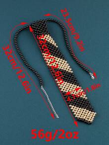 Collar de corbata hecho a mano con cuentas negro y dorado, estilo europeo y americano, diseño único, accesorio para fiesta nupcial - Negro + Oro - Ver 3
