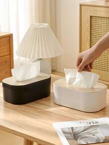 Dispensador de pañuelos de plástico rectangular moderno - Multifuncional, caja de almacenamiento de pañuelos de escritorio elegante, soporte de caja de pañuelos minimalista para escritorio de oficina, hogar, mesa de comedor, decoración del hogar, decoración del dormitorio, accesorios de cocina - Multicolor - Ver 3