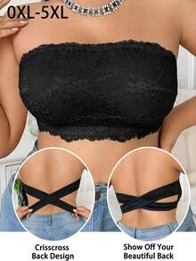Women's Fashion Back Buckle Lace Patchwork Strapless Tube Top - Black - View 4