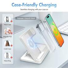 Fast Charging 3-In-1 Wireless Charger 3 In 1 Fast Charging Magnetic Wireless Charger, Fast Charging Dock Station Compatible With Various Products Of L_Phone, Memorial Day Summer Kickoff Gift Giving - White - View 4
