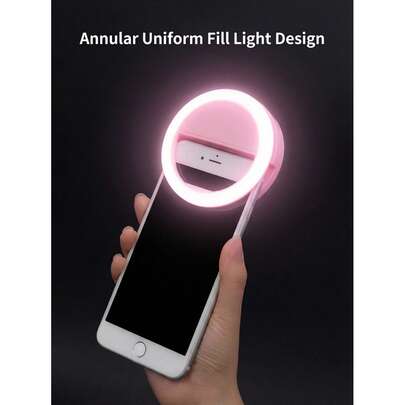 1pc Portable LED Ring Light, USB Rechargeable, 3 Lighting Modes, Selfie & Makeup Lighting, Suitable For Live Streaming, Video Conferencing, Photography, Manicure, Eyelash Extension, Tattoo, Skincare, Touch Control, Indoor Decor, Outdoor Camping, 150mAh Battery, Compact Lighting