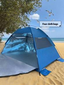 Lều bãi biển cỡ lớn dành cho 1-3 người, thiết kế 1 cửa 3 cửa sổ để thông gió, thích hợp cho dã ngoại, câu cá, leo núi, cắm trại, dễ dàng lắp đặt, lều chống nắng di động. - B - Xem 3