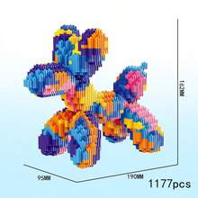 Creative Graffiti Balloon Dog Building Blocks, Colorful Assembled Blocks Set, DIY Assembly Toy, Home Desktop Decor, Stress Relief Gift For Adults And Teens - Multicolor - View 8