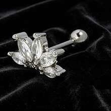 1 chiếc khuyên tai sụn thời trang đính đá Zirconia, khuyên tai dạng vít bi bằng thép không gỉ. - Bạc - Xem 1