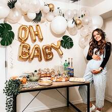 6pcs Oh Baby Balloon Banner Set, Gold, Silver, Rose Gold, Pink, Suitable For Baby Shower Party Photo Props, Photography Backdrop, Gender Reveal Party Decor, Birthday, Cake Table Decor, Baby Room Decoration, Party Supplies - Multicolor - View 4