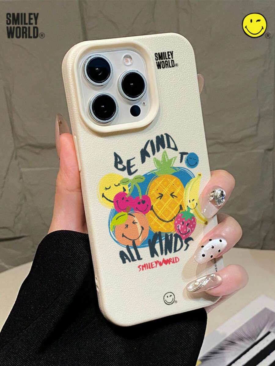 Smiley World SmileyWorld | 可爱笑脸水果印花手机壳,高品质皮革质感防震保护套,适用于 13/17 Pro Max/16 Pro Max/12 Pro/15 Pro Max/16 Pro Max 和 11/13 Pro 机型 - 彩色 - 查看 1