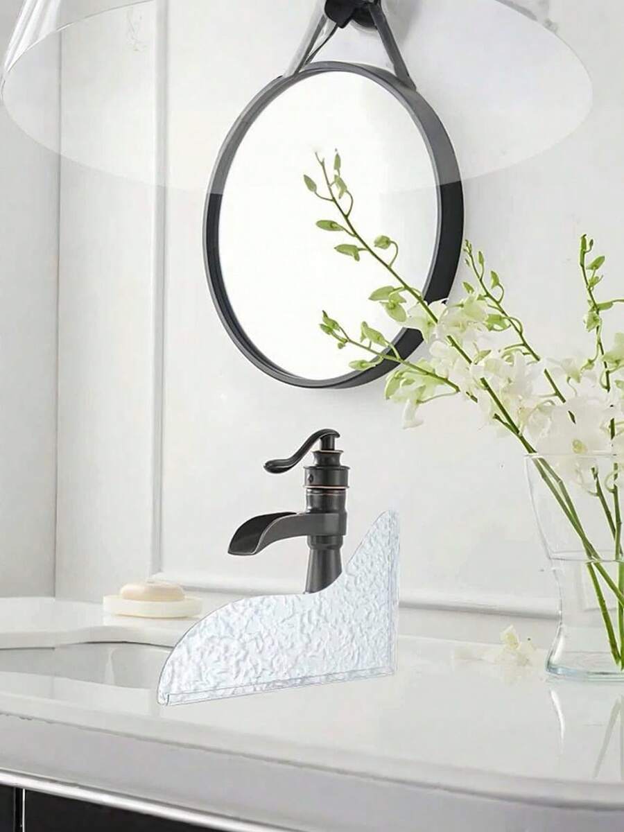 1Pair Bathroom Washbasin Splash Proof Baffle, Multi-Functional Splash Proof Baffle, Universal For Bathroom Washing And Grooming - Transparent - View 1