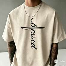 Camisas Para Hombre Ropa Hot SaleMen'S  Christian T-Shirt - Soft Breathable Oversized Loose Fit Tee With Bold Black Cursive Lettering & Cross Design - White Faith Apparel For Church, Casual Attire - Ideal Religious Gift For Men, Comfortable Casual Short Sleeve Shirt, Faithbased Clothing, Church Outfit, Minimalist Design, Lightweight Material, Christian Shirts For Men, Graphic Tees Men, Mens T Shirts, T Shirts For Men, Funny Tshirts Men, Mens Tshirts, Tshirt, Black Graphic Tee, Christian Items, Men'S T-Shirts Protective Phone Case Cover Graphic Tees Men - 杏色 - 查看 11