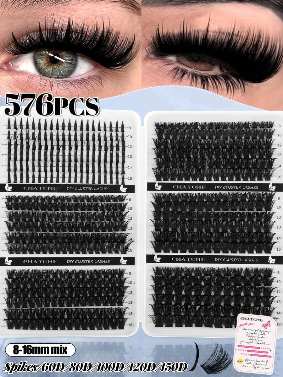 Bộ nối mi tự làm gồm 720/576 sợi mi giả riêng lẻ (kiểu D Curl + Spikes). Thông số hỗn hợp (10D+20D+30D+40D+50D+Spikes/60D+80D+100D+120D+150D+Spikes), bao gồm các sợi mi giả có độ dài hỗn hợp từ 8-16mm, dễ dàng tự nối tại nhà. Bộ mi giả, mi giả, mi giả trông như thật.