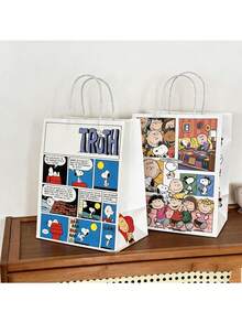 Bolsas de regalo de fiesta de Snoopy de Peanuts, bolsas de papel con estampado de dibujos animados lindos, bolsas de regalo con múltiples patrones de personajes de dibujos animados de Peanuts, adecuadas para empaquetar regalos de cumpleaños y fiestas de estudiantes - Multicolor - Ver 1