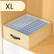 1 pieza Caja de almacenamiento plegable de tela no tejida de doble capa de gran capacidad, adecuada para organizar ropa, ropa interior y ropa de cama en el armario, dormitorio o el hogar - Gris - Ver 14