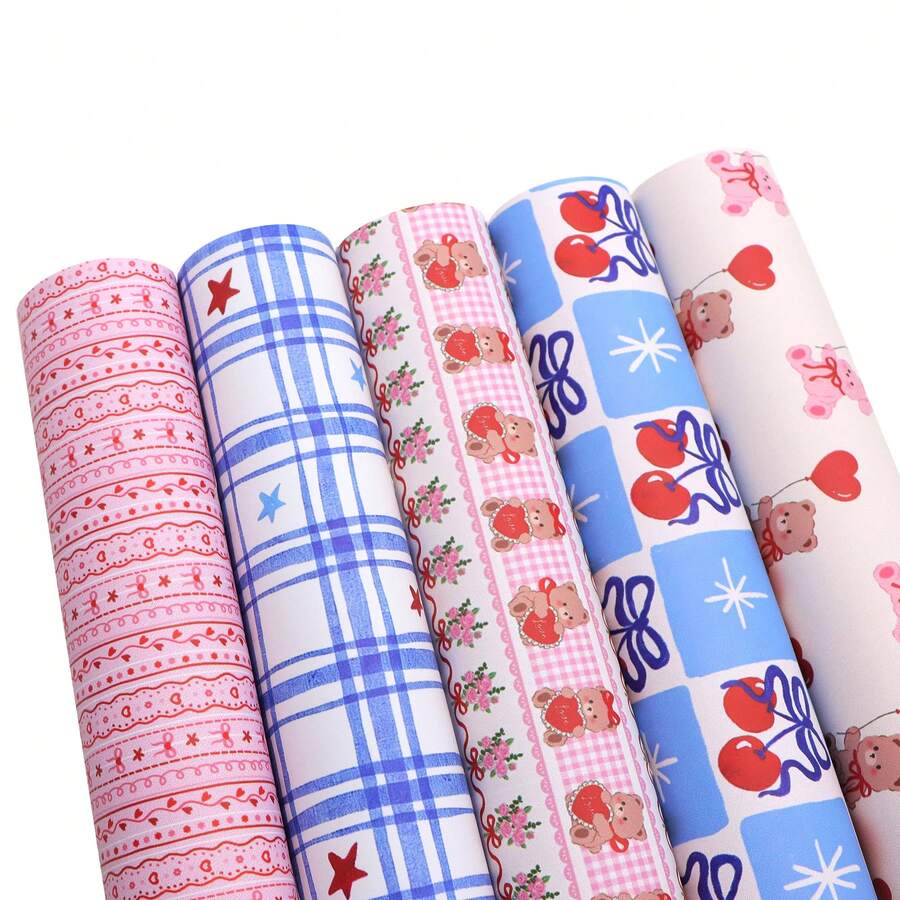 5片/套蝴蝶结小熊图案仿皮面料,适用于DIY蝴蝶结、耳环、工艺品、手提包、DIY项目 - 預設 - 查看 1