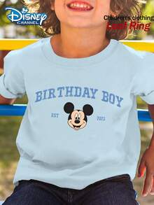 Disney Mickey Mouse Birthday Boy 3th Years Old Kids Summer Tops,Graphic Tee, Perfect For Cool Boys. Teen Boy Gift,Comfortable And Breathable Children's Short-Sleeved T-Shirt. 180g Pure Cotton Children's Clothes,Suitable For Both Boys And Girls.Suitable For Daily Wear, Vacations, Outdoor Activities, And As A Children's Gift. - Baby Blue - View 2