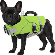 1pc Dog Life Jacket With High Buoyancy, Rescue Handle And Reflective Design, Adjustable For Small To Large Dogs - Green - View 12