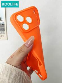 1 pieza Funda de teléfono suave de TPU de color naranja mate sólido Koolife, con gran diseño de recorte de cámara, protección anti-golpes, accesorio de moda diario, compatible con Apple 17/17 Pro/17 Pro Max - Naranja - Ver 6