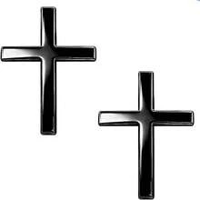 2PCS Cross Car Decals, Metal Jesus Cross Badge Stickers, 3D Individual Car Cross Emblem Decal, For Auto Trunk Body Tailgate Side Fenders, Auto Decoration - 黑色2PCS - 查看 1