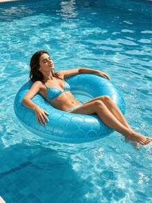 1 pieza Aro de natación inflable para adultos, diseño con patrón de sirena y pez, decoración con lentejuelas, material de PVC duradero, tamaño extra grande para adultos, apto para piscina, playa, agua, arena, fiesta familiar, dispositivo flotante inflable, balsa de piscina, asiento de descanso inflable, aro de natación. Se necesita comprar una bomba de inflado por separado. - Sirena con lentejuelas - Ver 4