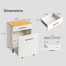 Double Pull Out Trash Can Cabinet For 2*10 Gallon Bins, Pet Proof Hidden Trash Bin Cabinet With Drawer, Freestanding Wooden Garbage Recycling & Laundry Hamper For Kitchen, Laundry, Living Room - White - View 9