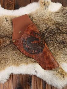 1pc Vintage Celtic Dragon Embossed PU Leather Sword Scabbard, Medieval Renaissance LARP Cosplay Belt Sword Sheath, Viking Costume, Renaissance Fair, Halloween Outfit, Western Cowboy Style - A - View 2