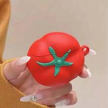 3D Cute Cartoon Tomato Bluetooth Earphone Protective Case Compatible With Redmi Buds 5 Pro 6 Lite, Soft Silicone Wireless Earphone Cover, Capa - Red Tomatoes - View 2
