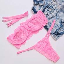 Nara Set With Removable Straps Ref.618 Without Lace Cups With Underwire And Strapless Lining - Watermelon Pink - View 5