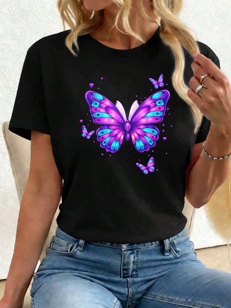 Dam-T-shirts - Svart - Visa 1