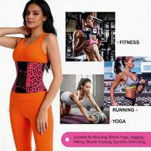 Leopard Print Waist Trainer Belt – Tummy Control Waist Cincher For Women, Adjustable Double Compression Waist Wrap, Nylon Sweat Waist Trimmer, Suitable For Workout, Weight Loss & Back Support, Slimming Body Shaper. Comfortable Waist Shaper For Fitness, Gym, And Daily Wear – White Leopard Print Waist Trainer. - Họa tiết da báo màu hồng đậm - Xem 4