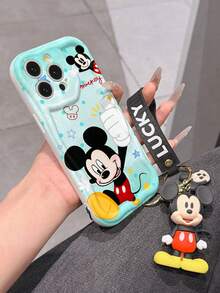 This Disney Mickey Mouse Lanyard Phone Case Is Fully Covered In TPU Material. It's Shockproof, Lightweight, And Compatible With IPhone17/16/11/13/15/15 Plus/15 Pro/15 Pro Max/12/14 Pro Max/11 Pro Max/12 Pro/12 Pro Max/13. This Phone Case Makes A Popular Birthday Gift Or Business Gift; It's Durable, Stain- And Fingerprint Resistant, And Suitable For Both Men And Women. The Set Also Includes A Mickey Mouse Phone Case And A Mickey Mouse Plush Bracelet. It's A Perfect Gift For Friends And Family. This Stylish Phone Case Is Fun, Lightweight, And Durable. IPhone17 Pro Max Phone Case, Minnie Mouse Phone Case. - trắng - Xem 4