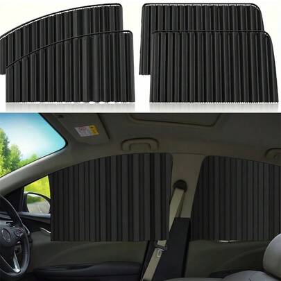 Bộ 4 tấm che nắng cửa sổ xe hơi từ tính đa năng, chống tia UV và cách nhiệt, rèm cuốn có thể thu gọn để tạo sự riêng tư, che nắng và bảo vệ khỏi ánh mặt trời, phù hợp với hầu hết các loại xe, lắp đặt dễ dàng và tiện lợi.
