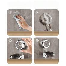 Soporte de ducha con ventosa montado en la pared, desmontable sin taladro, con doble gancho para baño - Soporte para cabezal de ducha con ventosa - Ver 3