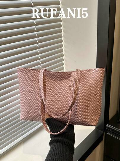 Casual Striped Large Capacity Commuting Handbag, Lightweight And Versatile Practical Women's Shoulder Bag, Suitable For Shopping, Wallets, Shopping, Young Women, College Students, Newcomers, And White-Collar Workers. They Are Very Suitable For Offices, Universities, Work, Business, Commuting, Outdoor Activities, Travel, And Outings