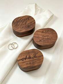 Boîte à bagues personnalisée 2 compartiments/ Boîte à bagues de fiançailles personnalisée/ Boîte à bagues en bois gravée/ Cadeau d'anniversaire pour couple/ Cadeau de porteur d'alliances de mariage - Multicolore - Voir 6